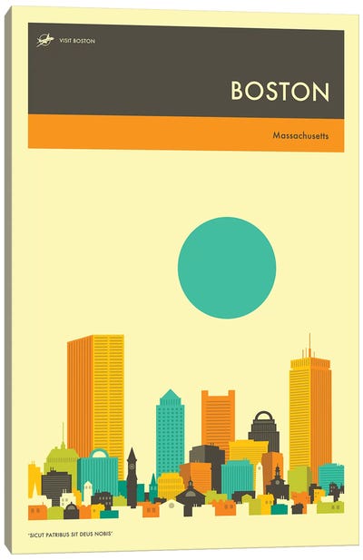 Boston Skyline II Canvas Art Print - Boston Travel Posters