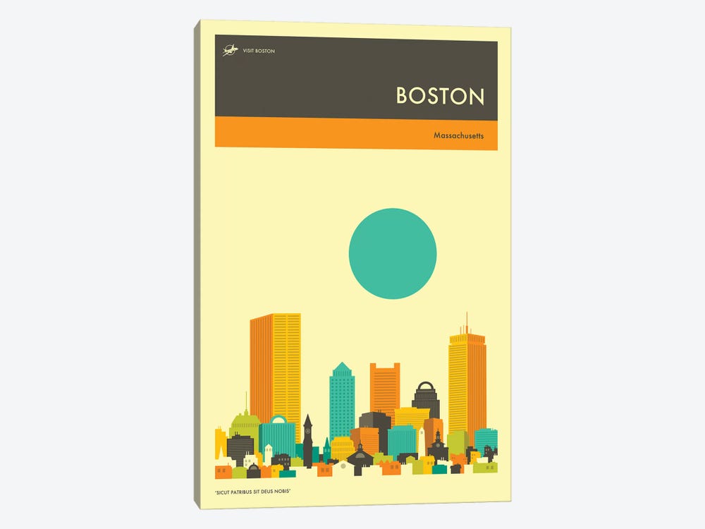 Boston Skyline II by Jazzberry Blue 1-piece Canvas Print