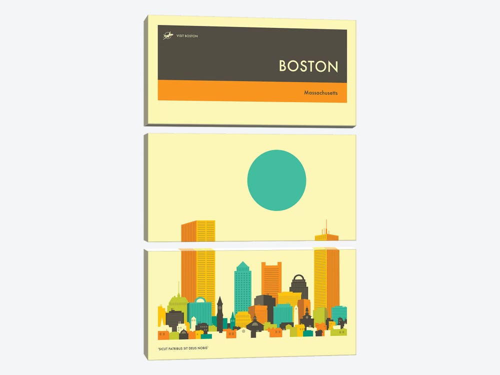 Boston Skyline II by Jazzberry Blue 3-piece Canvas Art Print