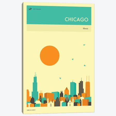 Chicago Skyline II Canvas Print #JBL245} by Jazzberry Blue Canvas Art