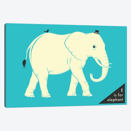 E Is For Elephant Canvas Print #JBL250} by Jazzberry Blue Canvas Artwork