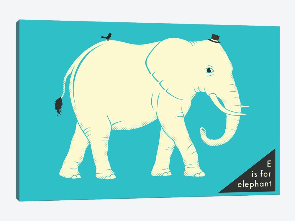 E Is For Elephant by Jazzberry Blue 1-piece Canvas Art Print