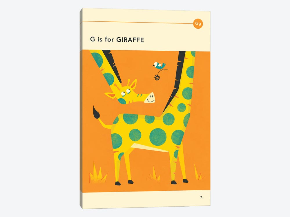 G Is For Giraffe by Jazzberry Blue 1-piece Canvas Print