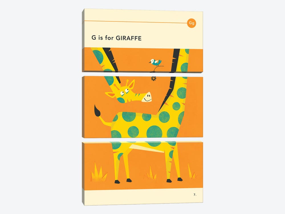 G Is For Giraffe by Jazzberry Blue 3-piece Canvas Print