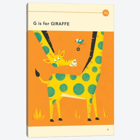 G Is For Giraffe Canvas Print #JBL254} by Jazzberry Blue Canvas Print