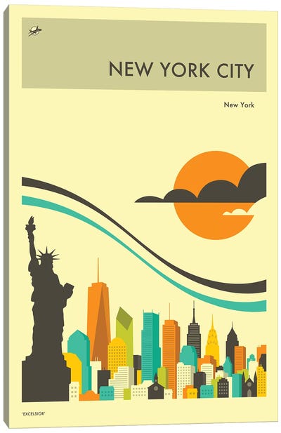 New York Skyline II Canvas Art Print - Jazzberry Blue
