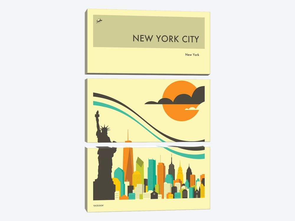 New York Skyline II by Jazzberry Blue 3-piece Canvas Print