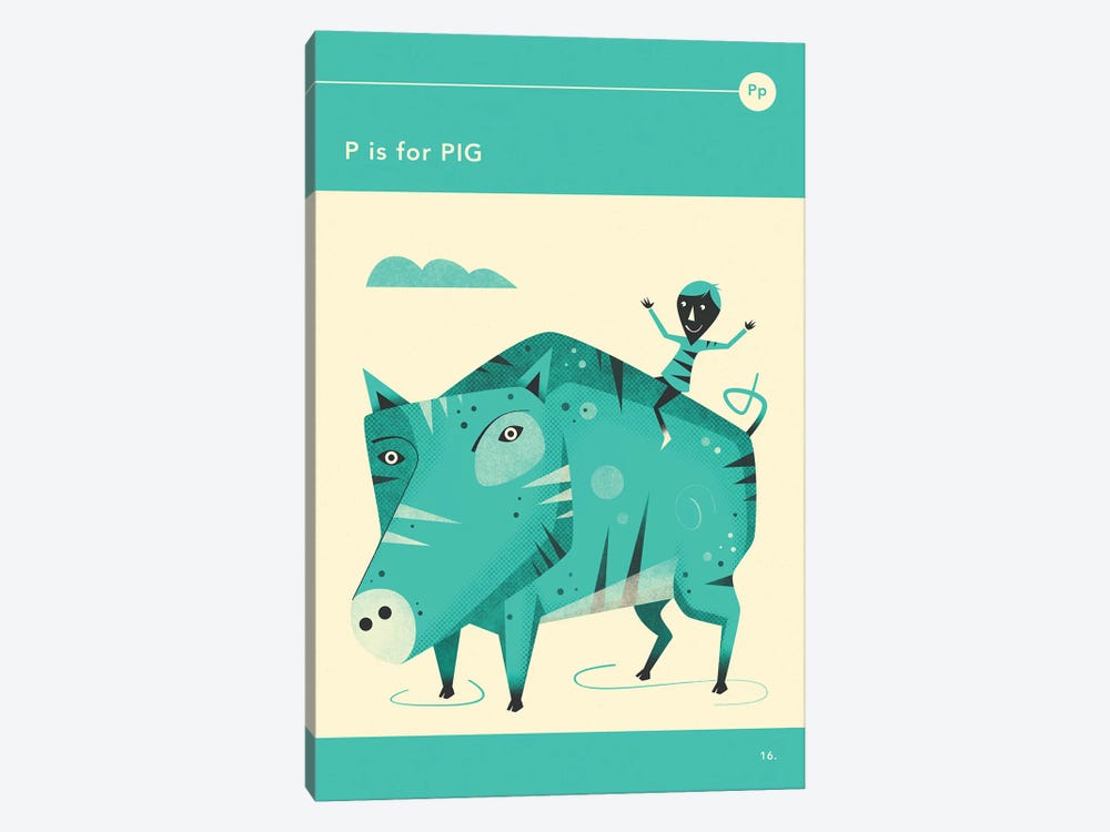 P Is For Pig by Jazzberry Blue 1-piece Canvas Wall Art