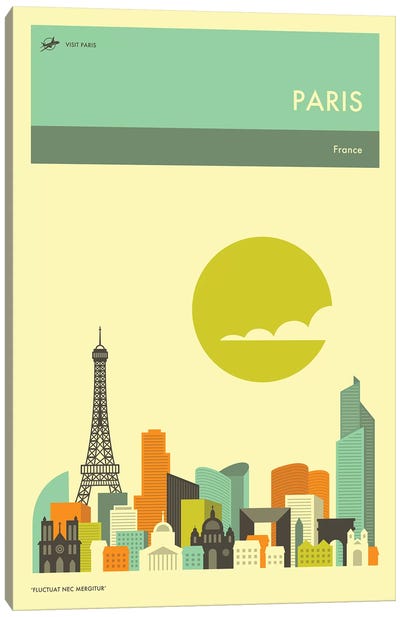 Paris Skyline II Canvas Art Print - Paris Typography