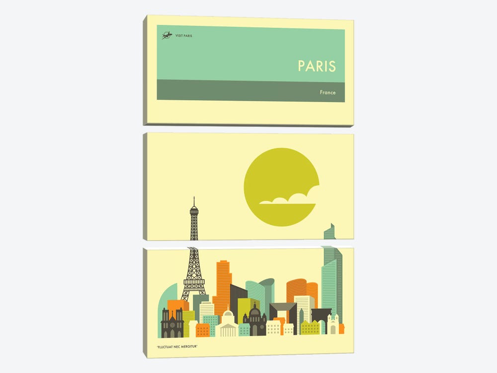 Paris Skyline II by Jazzberry Blue 3-piece Canvas Print