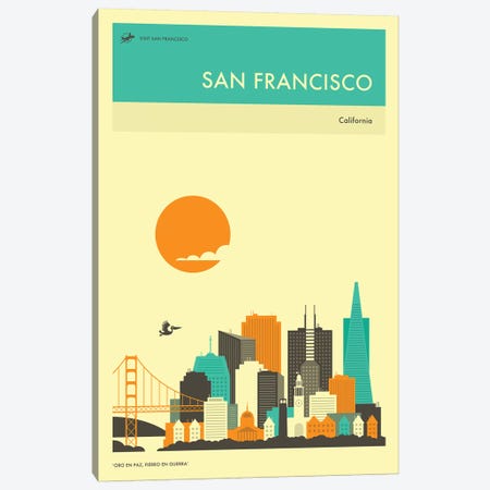 San Francisco Skyline II Canvas Print #JBL277} by Jazzberry Blue Art Print