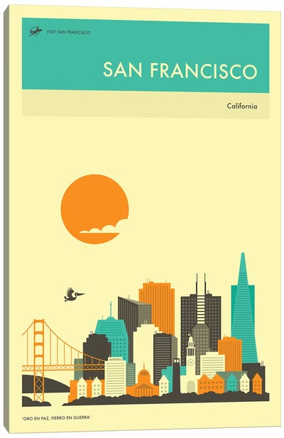 San Francisco Skyline II Canvas Art Print - Jazzberry Blue