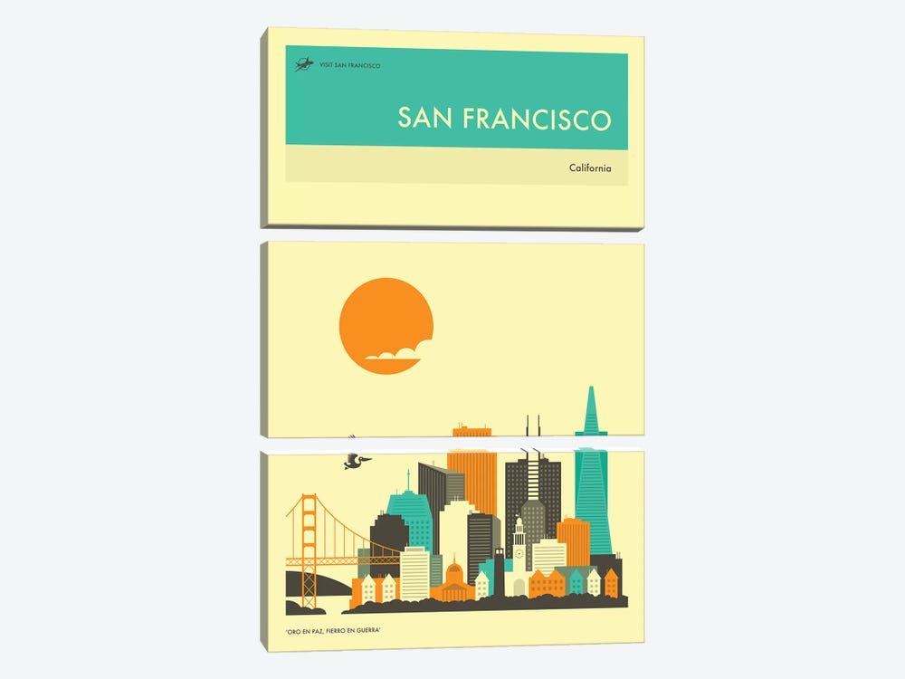San Francisco Skyline II by Jazzberry Blue 3-piece Canvas Wall Art