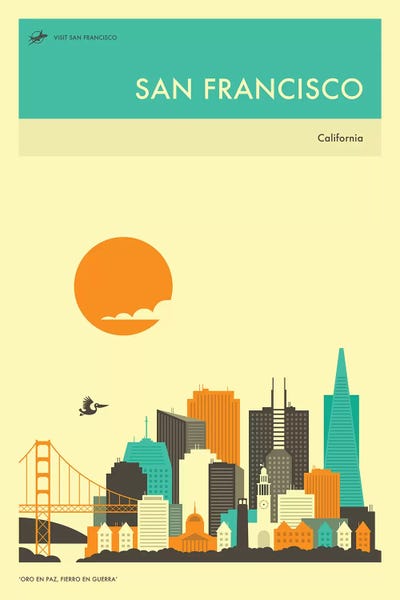 San Francisco Travel Posters: San Francisco Skyline II by Jazzberry Blue