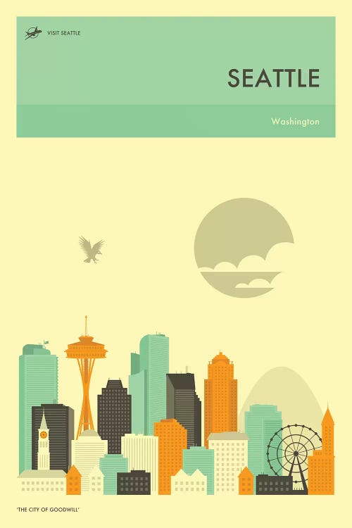 Seattle Skyline by Jazzberry Blue wall art