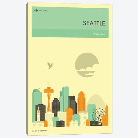 Seattle Skyline Canvas Print #JBL278} by Jazzberry Blue Canvas Art