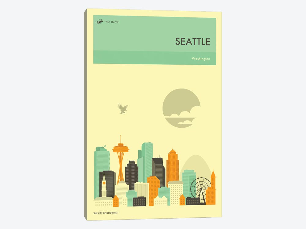 Seattle Skyline by Jazzberry Blue 1-piece Canvas Print