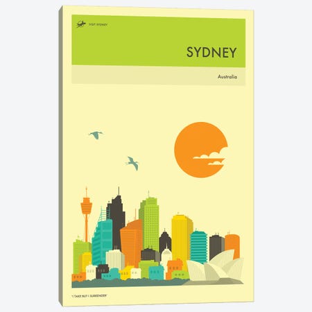 Sydney Skyline Canvas Print #JBL279} by Jazzberry Blue Canvas Wall Art