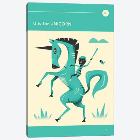 U Is For Unicorn Canvas Print #JBL286} by Jazzberry Blue Canvas Wall Art