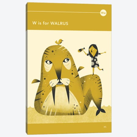 W Is For Walrus Canvas Print #JBL287} by Jazzberry Blue Canvas Wall Art