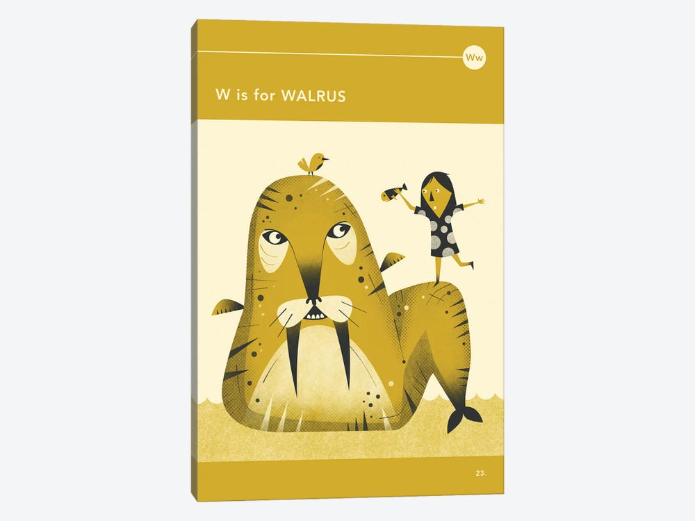 W Is For Walrus by Jazzberry Blue 1-piece Canvas Print