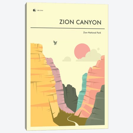 Zion Canyon, Zion National Park II Canvas Print #JBL291} by Jazzberry Blue Canvas Artwork