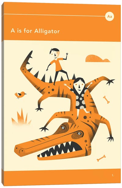 A Is For Alligator  Canvas Art Print - Reptile & Amphibian Art