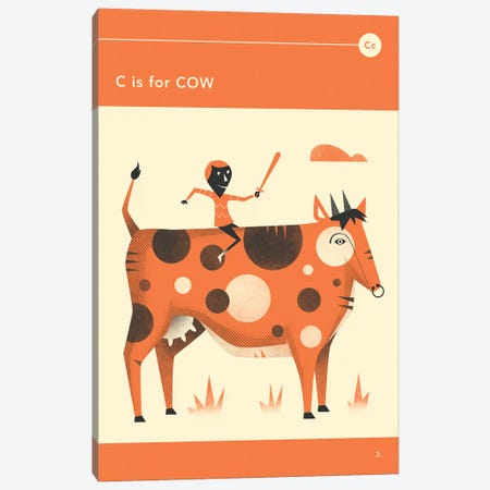 C Is For Cow  Canvas Print #JBL293} by Jazzberry Blue Canvas Artwork