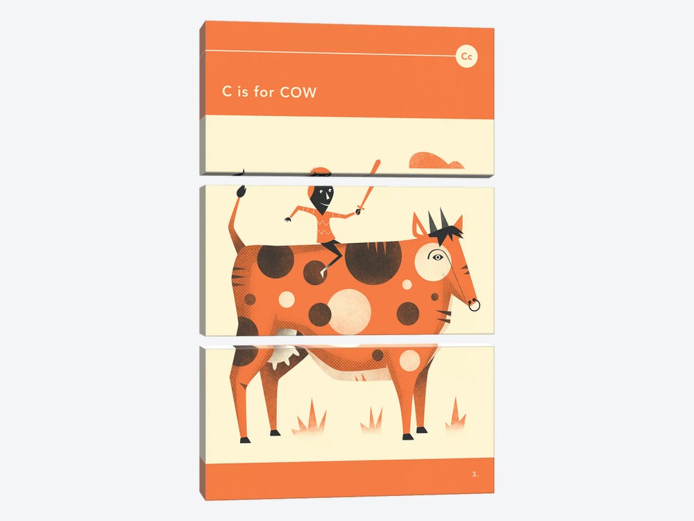 C Is For Cow  by Jazzberry Blue 3-piece Canvas Art