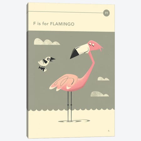 F Is For Flamingo  Canvas Print #JBL294} by Jazzberry Blue Canvas Art Print