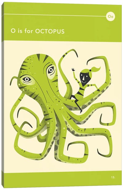 O Is For Octopus  Canvas Art Print - Jazzberry Blue