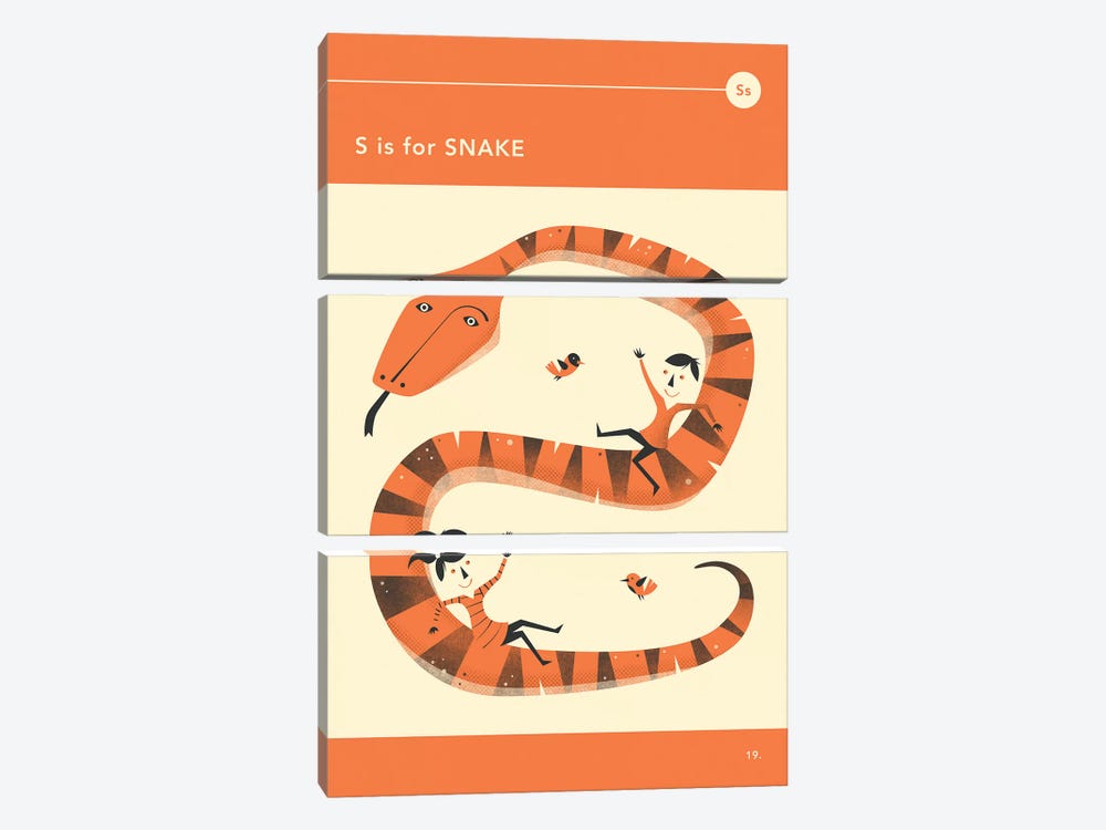 S Is For Snake  by Jazzberry Blue 3-piece Canvas Print