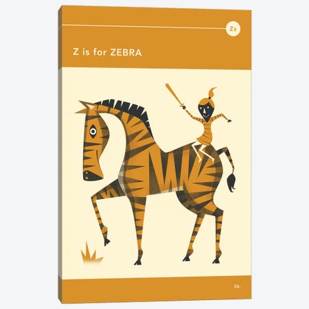 Z Is For Zebra  Canvas Print #JBL300} by Jazzberry Blue Canvas Wall Art