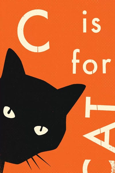 Kids Educational Art: C For Cat I by Jazzberry Blue