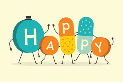 Happy Pills by Jazzberry Blue framed wall art