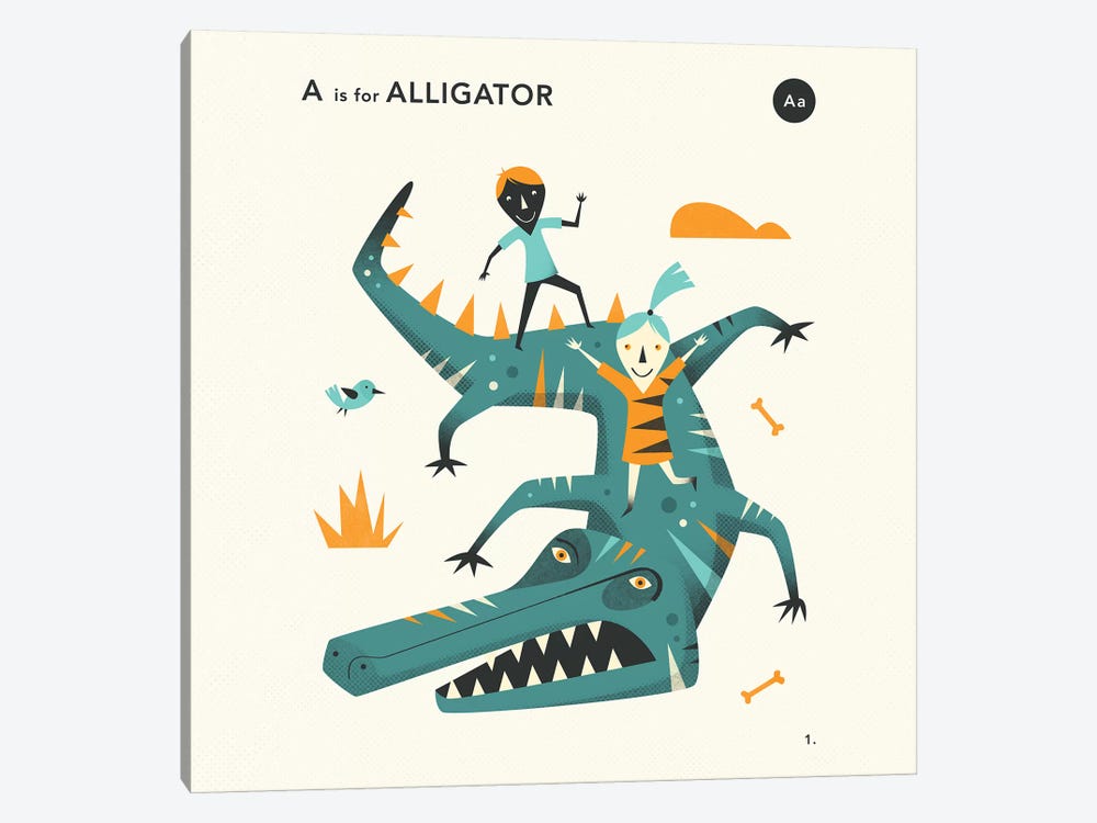 A Is For Alligator II by Jazzberry Blue 1-piece Canvas Wall Art