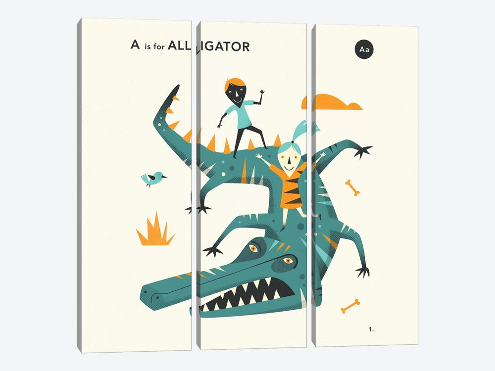 A Is For Alligator II by Jazzberry Blue 3-piece Canvas Artwork