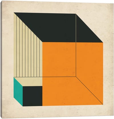Cubes XIV Canvas Art Print - Orange & Teal