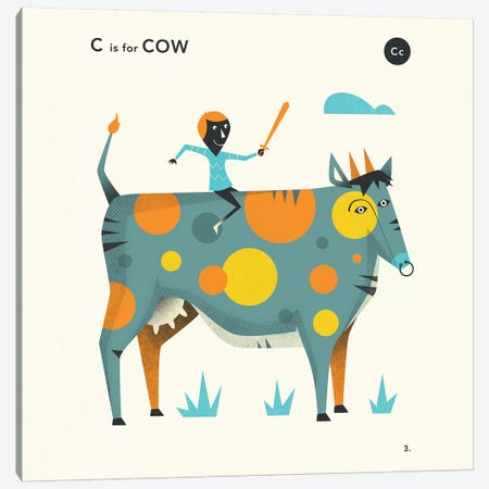 C Is For Cow  II Canvas Print #JBL350} by Jazzberry Blue Art Print