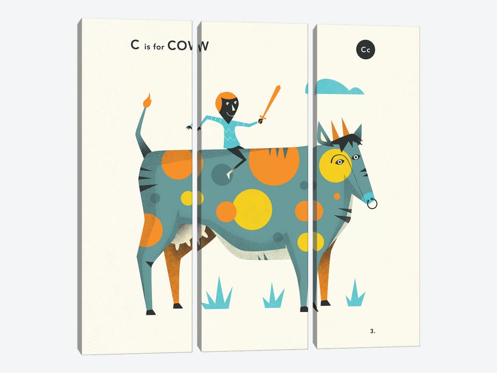 C Is For Cow  II by Jazzberry Blue 3-piece Canvas Artwork