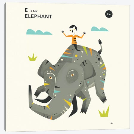 E Is For Elephant II Canvas Print #JBL351} by Jazzberry Blue Art Print
