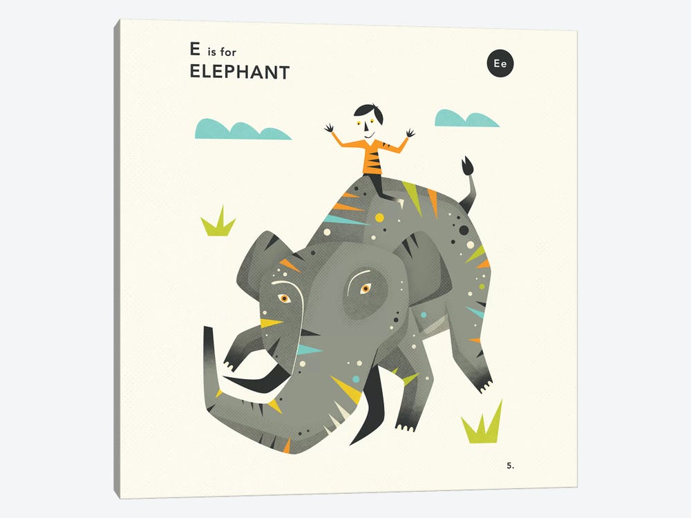 E Is For Elephant II by Jazzberry Blue 1-piece Art Print