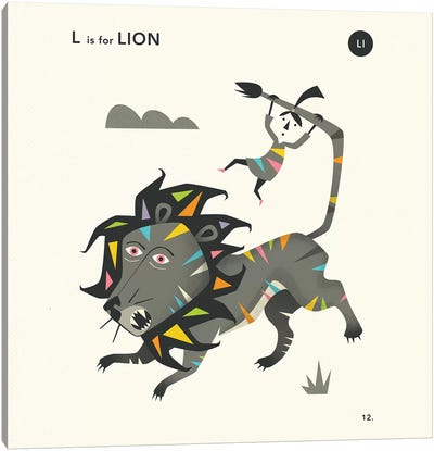 L Is For Lion  II Canvas Art Print - Letter L