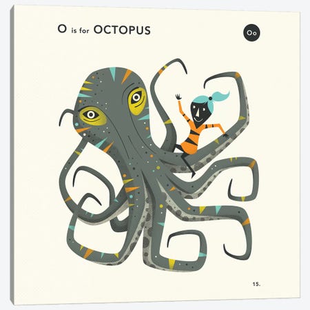 O Is For Octopus  II Canvas Print #JBL355} by Jazzberry Blue Canvas Wall Art