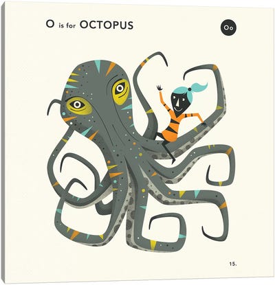 O Is For Octopus  II Canvas Art Print - Octopus Art