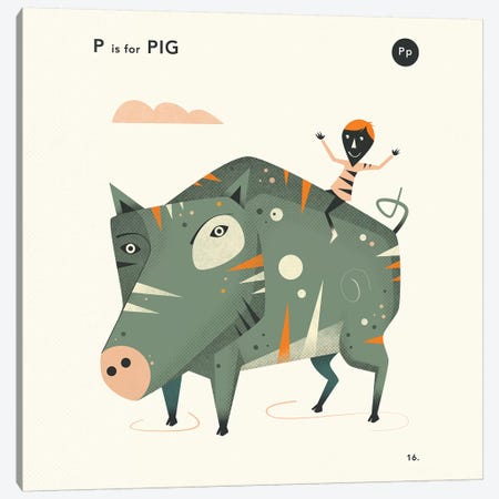 P Is For Pig  II Canvas Print #JBL356} by Jazzberry Blue Canvas Art