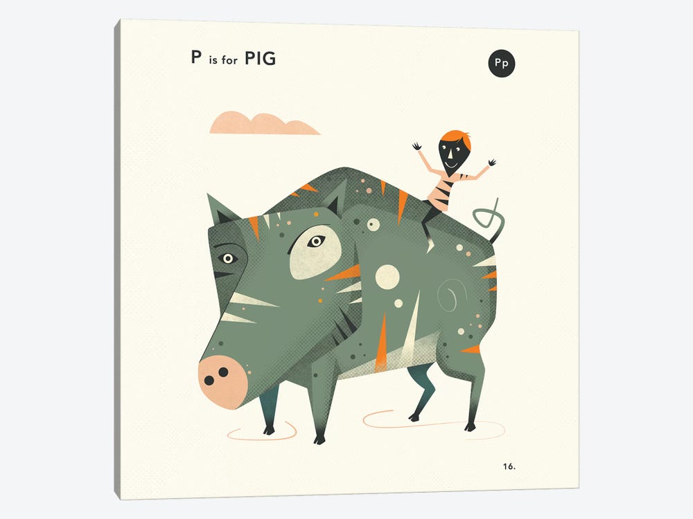 P Is For Pig  II by Jazzberry Blue 1-piece Canvas Wall Art