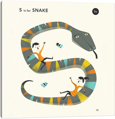 S Is For Snake II Canvas Art Print - Letter S