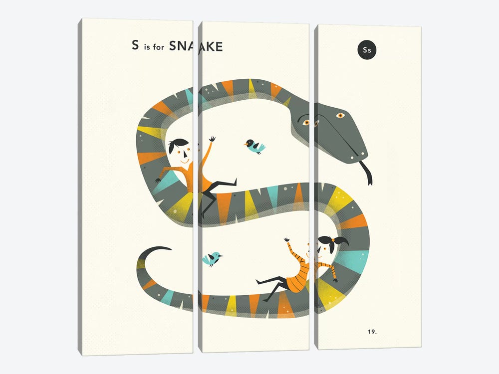S Is For Snake II by Jazzberry Blue 3-piece Art Print