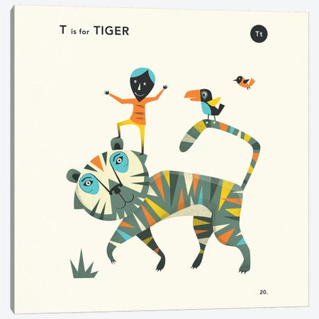 T Is For Tiger II Canvas Print #JBL358} by Jazzberry Blue Canvas Art Print